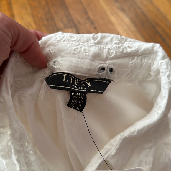 NWT LIPSY London White Cotton Broderie Belted Eyelet Shirtdress, Size 12 UK - Picture 6 of 9